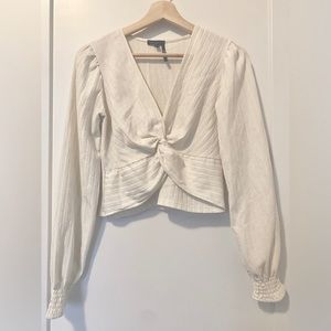 Dynamite Cream Balloon Shoulder Blouse